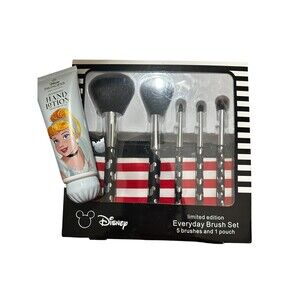 Disney Limited Edition Everyday Brush Set w/Pouch + Bonus Disney Hand Lotion NEW